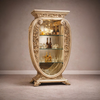 Carved Oval Glass Display Cabinet