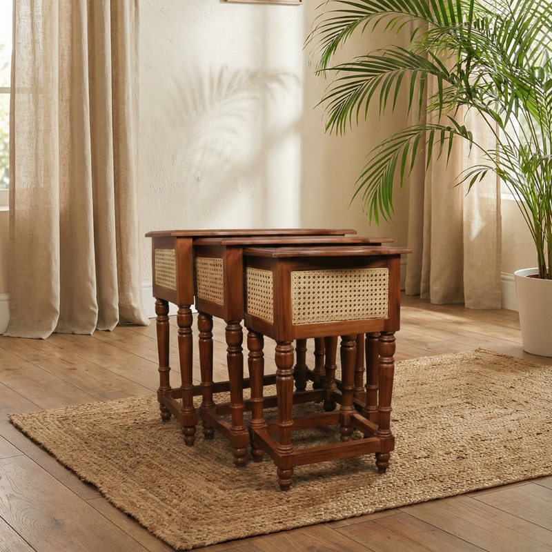 Cane Nesting Table Set