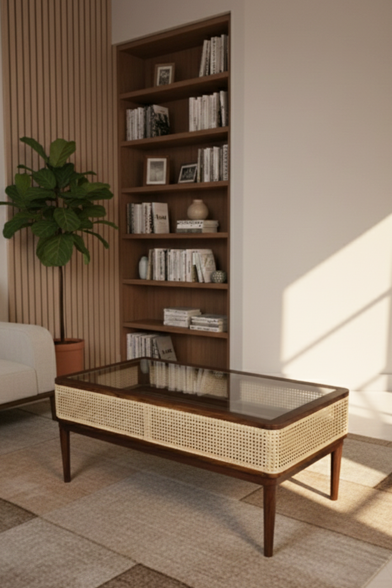 Cane Glass Center Table