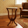 Carved Wooden Glass-Top Side Table
