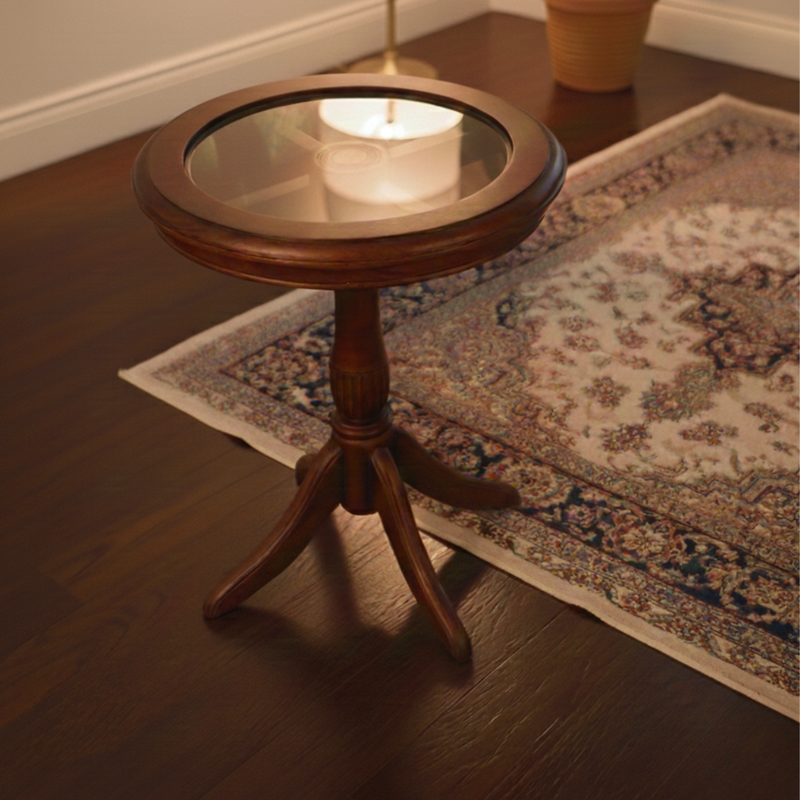 Scroll Round Glass Side Table