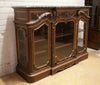 Carved Wood Glass-Front Sideboard Cabinet