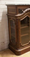 Carved Wood Glass-Front Sideboard Cabinet